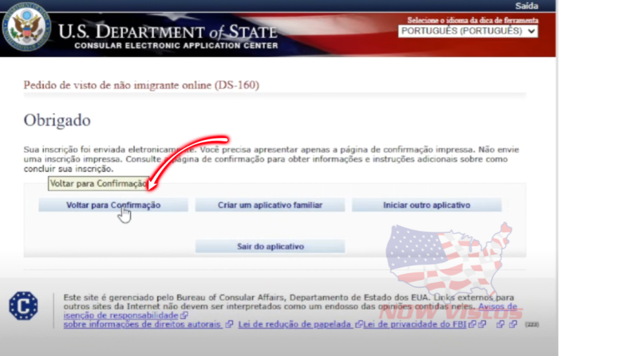 Imagem Artigo 02 abril 2025 início do DS///DS-160 formulário Visto Americano passo a passo salvar confirmação ds-160 4